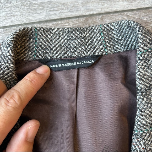 Vintage Hyde Park Union Made Pure Wool Striped Herringbone Tweed Blazer - Picture 8 of 15